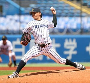 東京6大学野球　立大対明大　先発した立大･田中優飛(撮影･柴田隆二)
