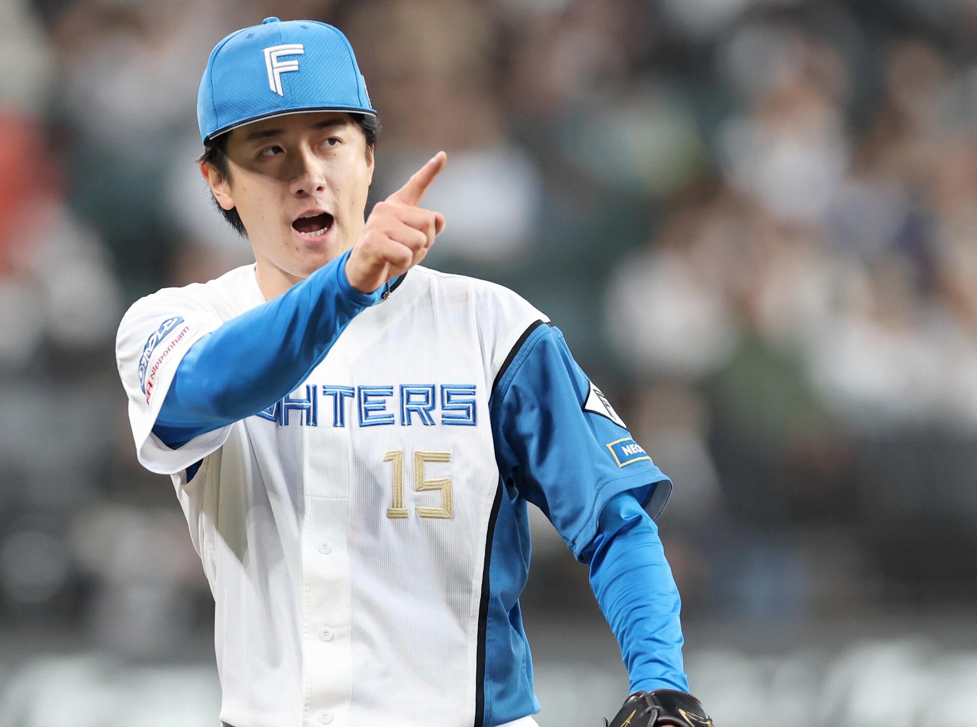 六回表、無失点に抑え叫ぶ北山亘基=日刊スポーツ