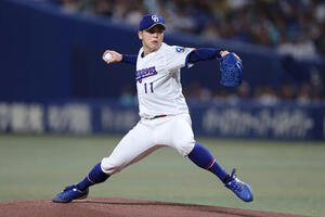 中日対阪神　力投する中日先発の中西聖輝(撮影･前田充)