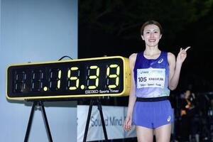 Tokyo：Speed：Raceの5キロ男女混合レースで、女子日本新記録を達成した川村楓(撮影･河田真司)