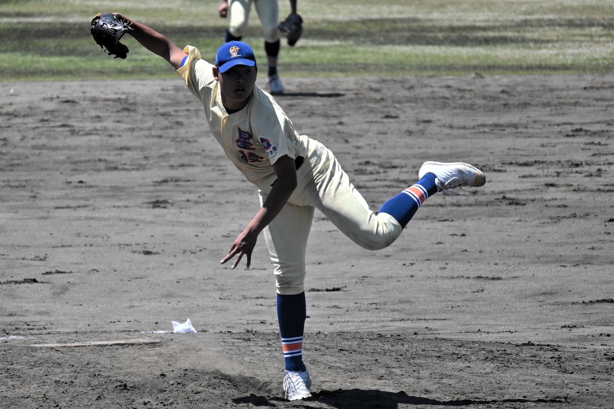完封した星稜の小路瑛主投手=2026年5月5日午前11時47分、石川県立野球場、樫村伸哉撮影