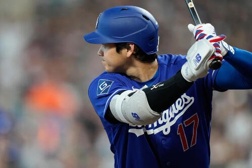 アストロズ戦1回、打席に立つドジャース大谷翔平(AP)