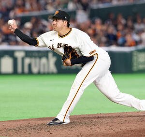 巨人対ヤクルト　8回表ヤクルトの攻撃を抑えた大勢(撮影･浅見桂子)