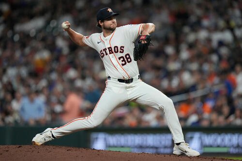 ドジャース戦で力投するアストロズのランバート(AP)