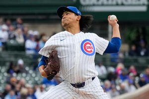 カブス対レッズ　力投するカブス先発の今永昇太(AP)