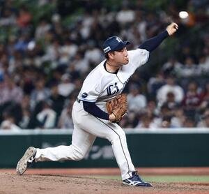 西武対楽天　9回表、力投する岩城颯空(撮影･河田真司)