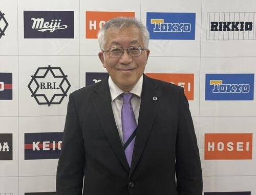 東京6大学野球リーグ　早大対立大　笑顔で微笑む立大野球部部長･山口和範(撮影･会田京叶)