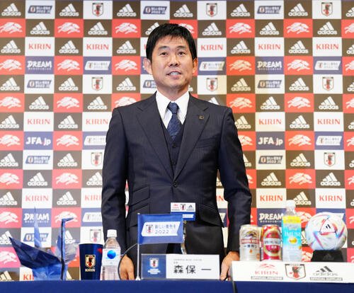 W杯カタール大会のメンバー発表会見に臨むサッカー日本代表の森保監督(2022年11月撮影)