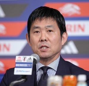 W杯北中米大会日本代表メンバー発表会見に臨む森保一監督(撮影･足立雅史)