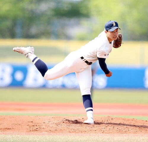 石巻対石巻工　先発した石巻･後藤駿介(撮影･木村有優)