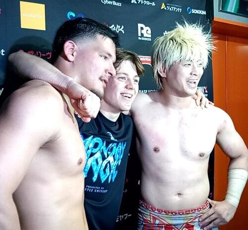 MAGIC三銃士の(左から)タイタス･アレクサンダー、アーチー･コール、清宮海斗