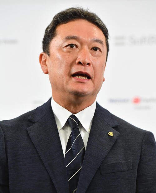 昨年ドラフト1位指名の米スタンフォード大･佐々木麟太郎について言及するソフトバンク三笠杉彦取締役GM(撮影･岩下翔太)