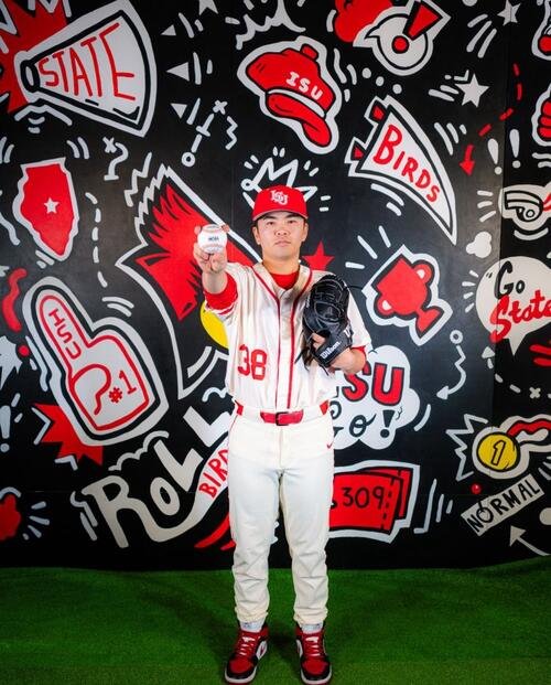 MLBのドラフト指名を目指すイリノイ州立大･奥村秀斗投手(2025年12月撮影)