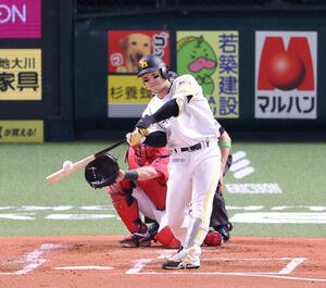 ソフトバンク対広島　3回裏ソフトバンク無死、正木智也は中越え本塁打を放つ(撮影･梅根麻紀)