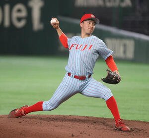 富士大対松山大　先発した富士大･角田楓斗(撮影･柴田隆二)(＝2026年6月9日)　
