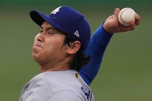 パイレーツ戦に先発登板したドジャース大谷(AP)