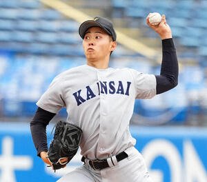 全日本大学野球選手権　準々決勝　金沢学院大対関大　力投する関大先発の米沢友翔(撮影･江口和貴)