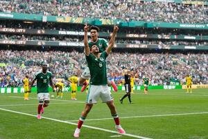 ワールドカップ2026　メキシコ対南アフリカ　後半、ゴールを決めたメキシコのR･ヒメネス(AP)