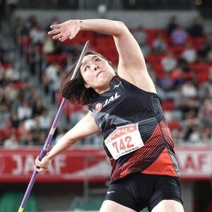 第110回日本陸上競技選手権大会　第1日　女子やり投げ決勝　力投する北口榛花(撮影･宮地輝)