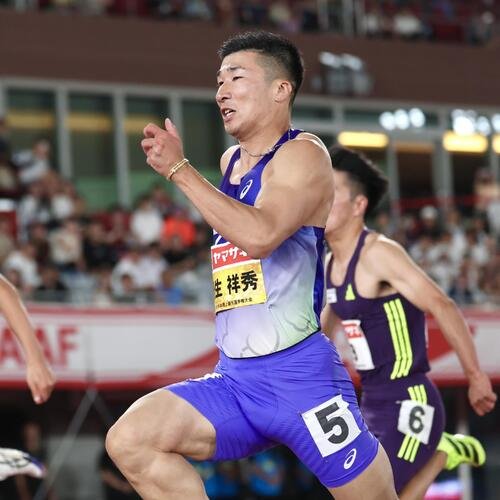 男子100メートル準決勝　力走する桐生祥秀(撮影･宮地輝)