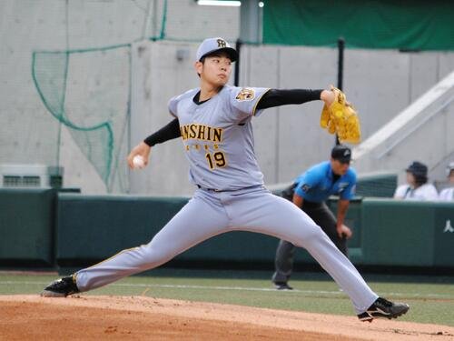 ファーム･リーグ西地区ソフトバンク戦に先発する阪神下村海翔投手(撮影･村松万里子)