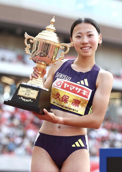 第110回日本陸上競技選手権大会　第2日　女子800メートル決勝　3連覇を達成した久保凛(撮影･宮地輝)