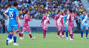 JリーグオールスターDAZNカップ　準決勝　J2･J3WEST－B対J1WEST　決勝進出を決め、歓喜するJ2･J3WEST－Bイレブン(撮影･鈴木みどり)