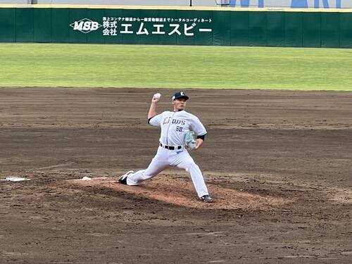 肉離れから2軍戦で復帰登板した西武中村祐(撮影･金子真仁)