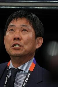 W杯北中米大会　1次リーグ　第1戦　日本対オランダ　試合前、目に涙を浮かべながら、君が代斉唱する森保一監督(撮影･足立雅史)