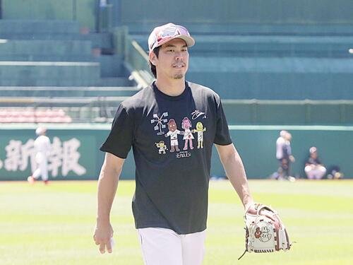 登板前日に全体練習に参加した楽天前田健太投手(撮影･高橋香奈)