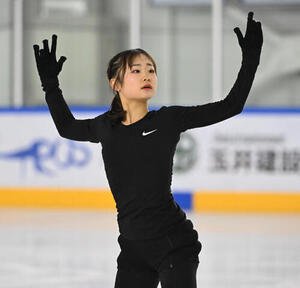 木下アカデミー公開練習　シーズンインを前に練習を公開した島田麻央(撮影･和賀正仁)