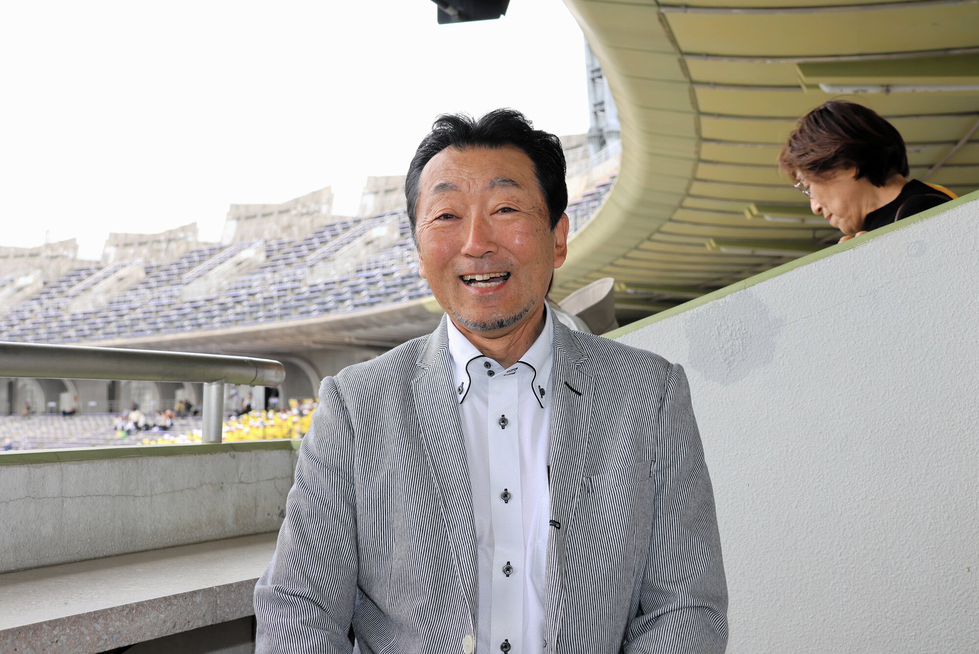 篠塚茂則さん=2026年6月7日、長野市の長野オリンピックスタジアム、小山裕一撮影