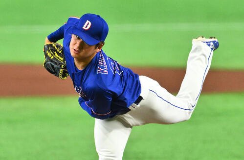 巨人対中日　中日先発の金丸夢斗(撮影･滝沢徹郎)