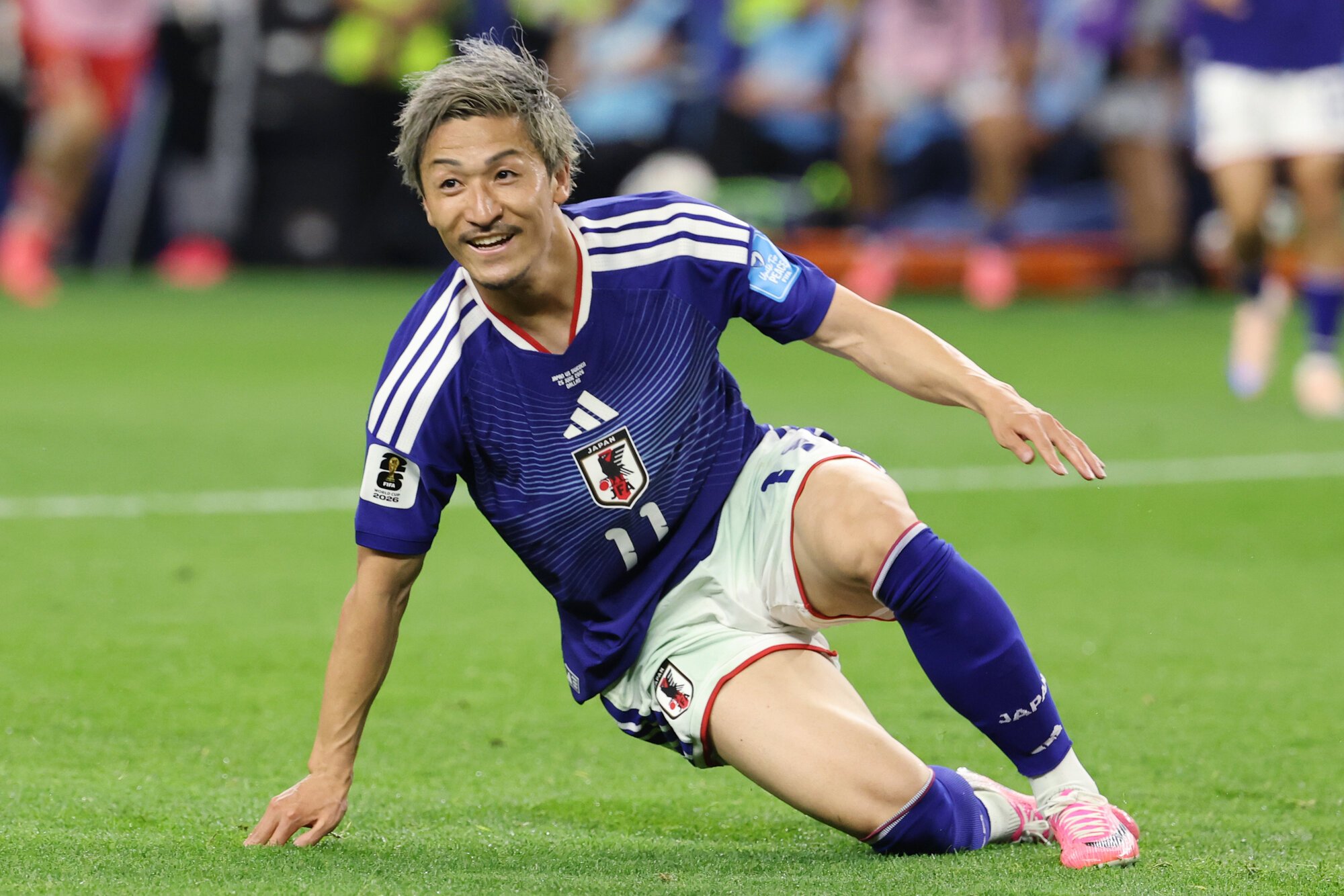 サッカーワールドカップ北中米大会　グループリーグF組　日本―スウェーデン　後半、先制ゴールを決めた前田大然=内田光撮影