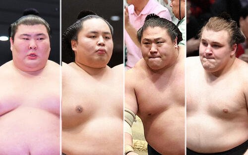 左から熱海富士、琴勝峰、若隆景、安青錦