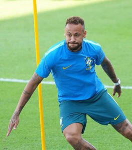 練習に臨むブラジルのネイマール(撮影･足立雅史)