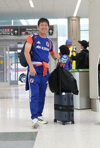 ヒューストンを出発する森保一監督(撮影･足立雅史)