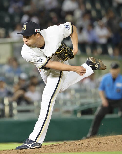 オリックス対西武　6回から登板のオリックス2番手岩崎翔(撮影･西尾就之)