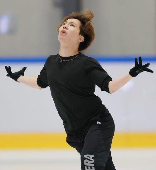 フィギュアスケート全日本合宿で演技する三浦佳生(撮影･上山淳一)