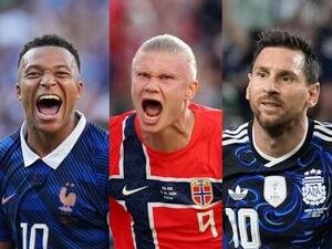 左からエムバペ、ハーランド、メッシ