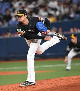 オリックス対ソフトバンク　ソフトバンク先発の上沢直之(撮影･和賀正仁)＝2026年7月7日、京セラ　