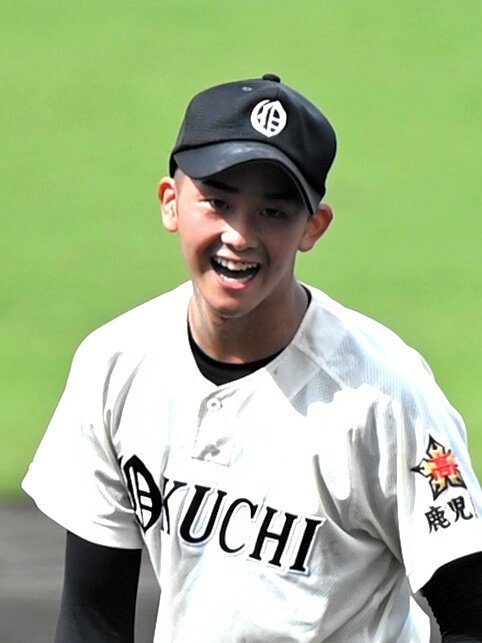 大口･鹿児島第一･霧島の連合チームで出場した大口の佐土原大稀投手=2026年7月7日午前9時9分、スミゼイ、大村久撮影