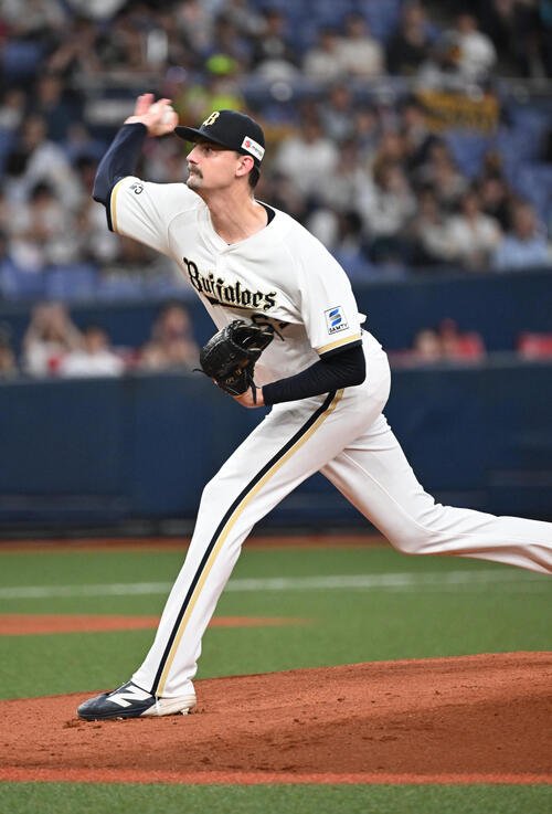 オリックス対ソフトバンク　オリックス先発のシェーン･ジェリー(撮影･和賀正仁)