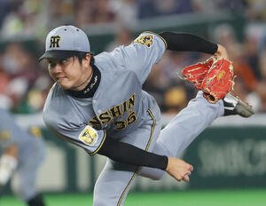 巨人対阪神　5回、力投する阪神才木浩人(撮影･増田悦実)