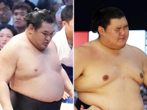 豊昇龍(左)と大の里