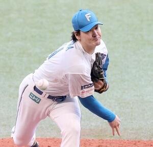 日本ハム対ロッテ　力投する日本ハム先発の有原航平(撮影･黒川智章)