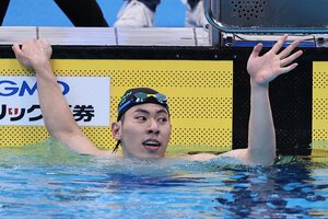 本多灯選手=2023年12月2日午後5時59分、東京アクアティクスセンター、田辺拓也撮影