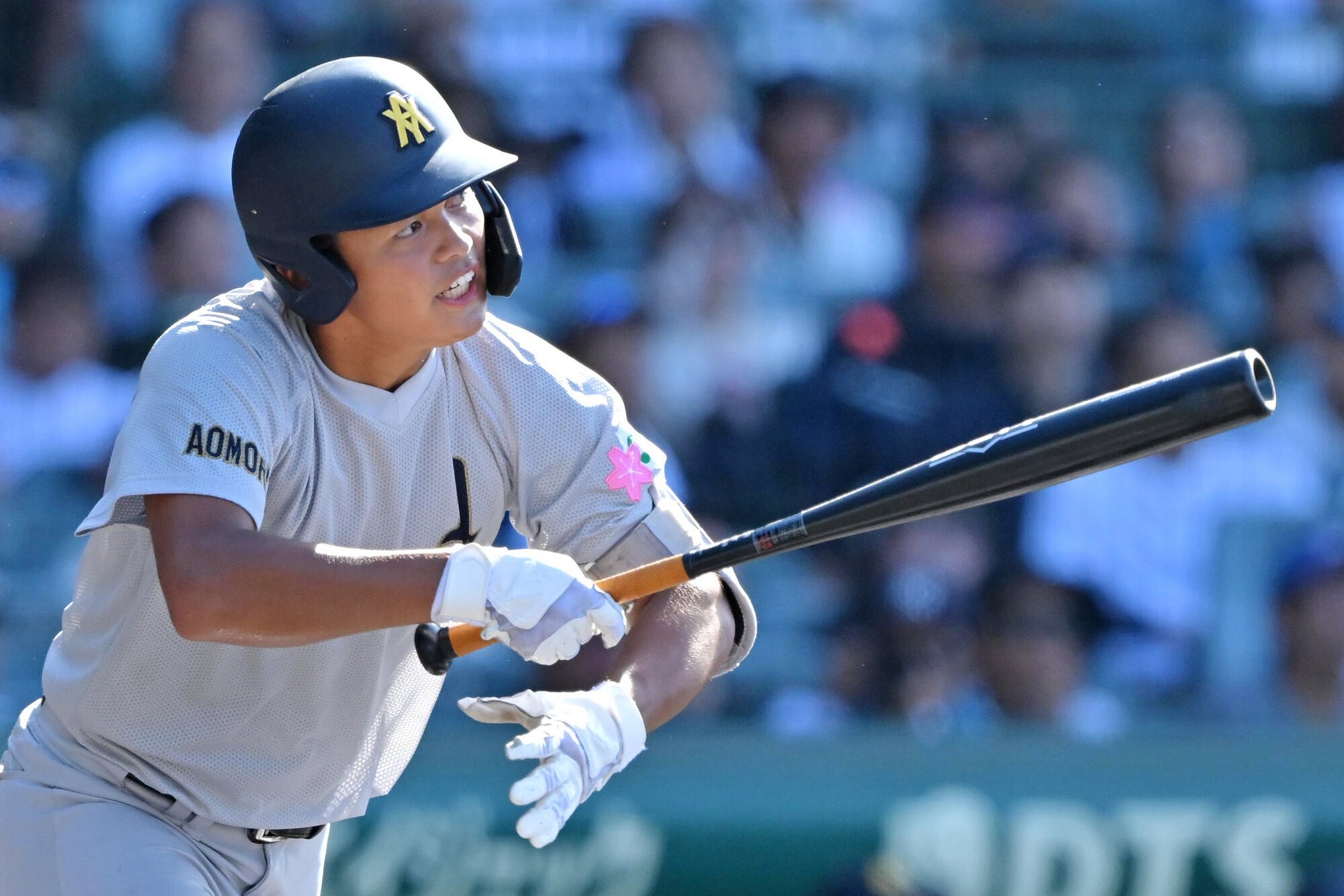 遊学館―青森山田　一回裏青森山田2死二、三塁、藤川は中前に先制2点適時打を放つ