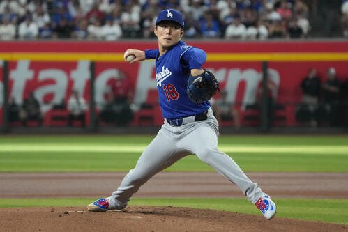 ダイヤモンドバックス戦に先発したドジャース山本由伸(AP)