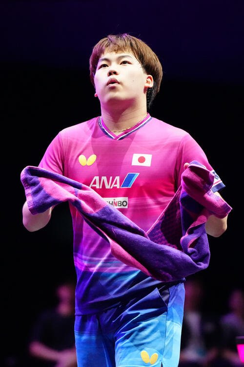 男子準決勝で張本智和から第4ゲームを奪った松島輝空(撮影･江口和貴)
